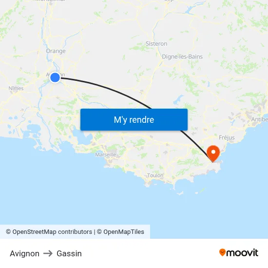 Avignon to Gassin map