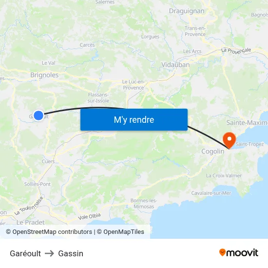 Garéoult to Gassin map