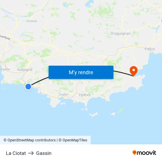 La Ciotat to Gassin map
