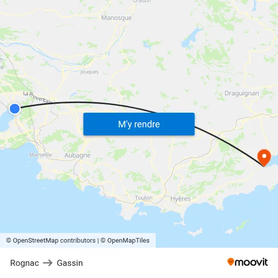Rognac to Gassin map