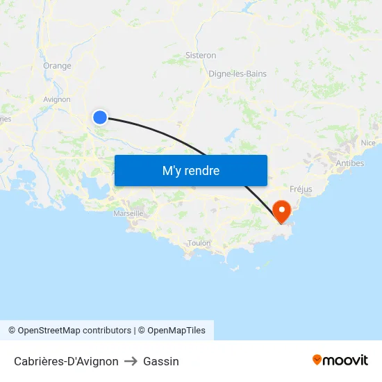 Cabrières-D'Avignon to Gassin map
