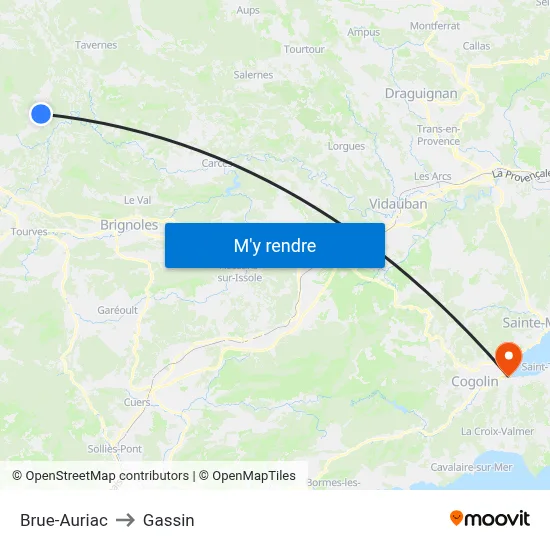 Brue-Auriac to Gassin map