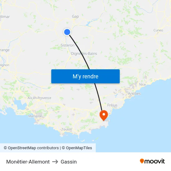 Monêtier-Allemont to Gassin map
