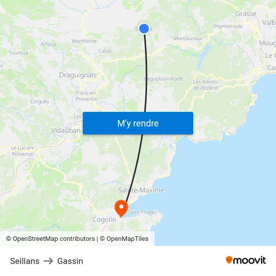Seillans to Gassin map