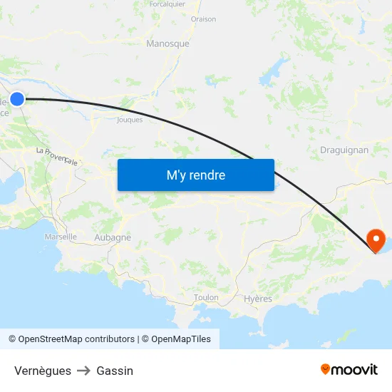 Vernègues to Gassin map