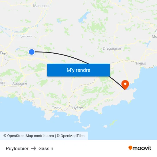 Puyloubier to Gassin map
