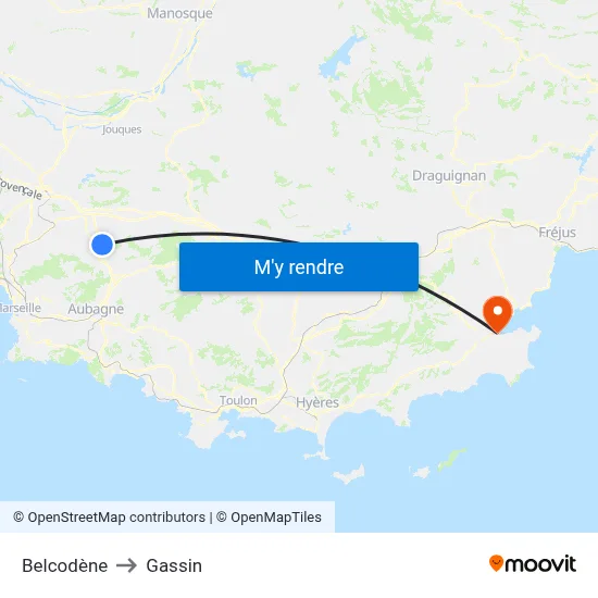 Belcodène to Gassin map