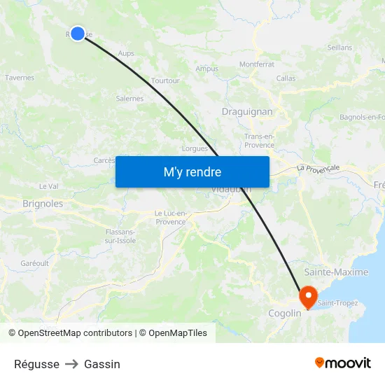 Régusse to Gassin map