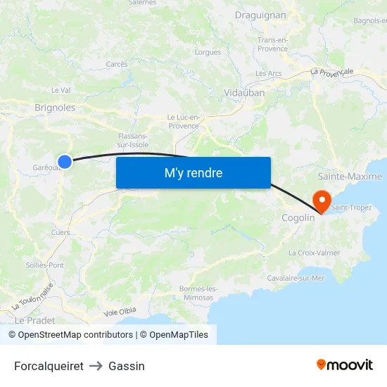 Forcalqueiret to Gassin map