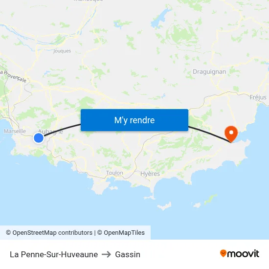 La Penne-Sur-Huveaune to Gassin map