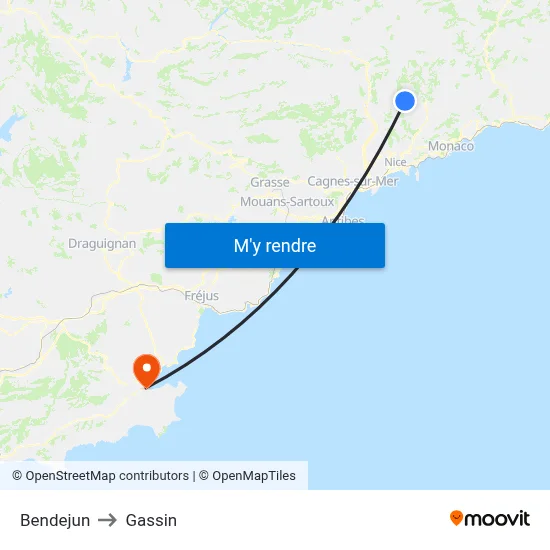 Bendejun to Gassin map