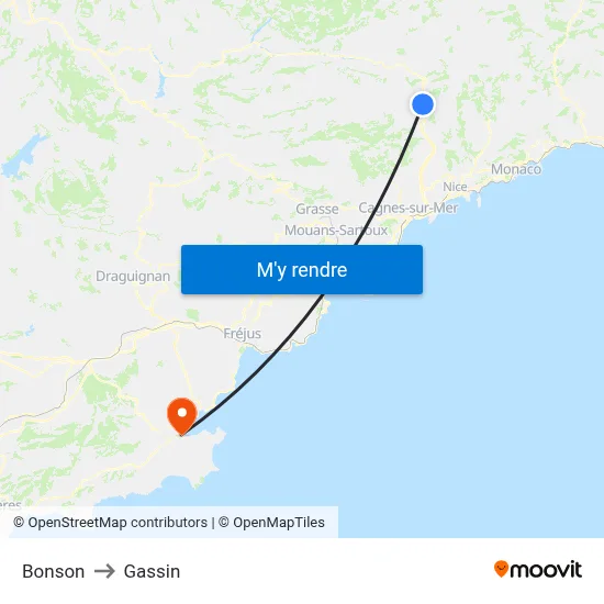 Bonson to Gassin map