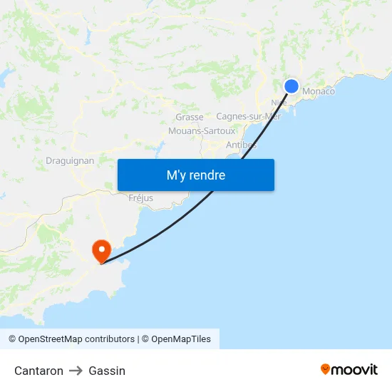 Cantaron to Gassin map