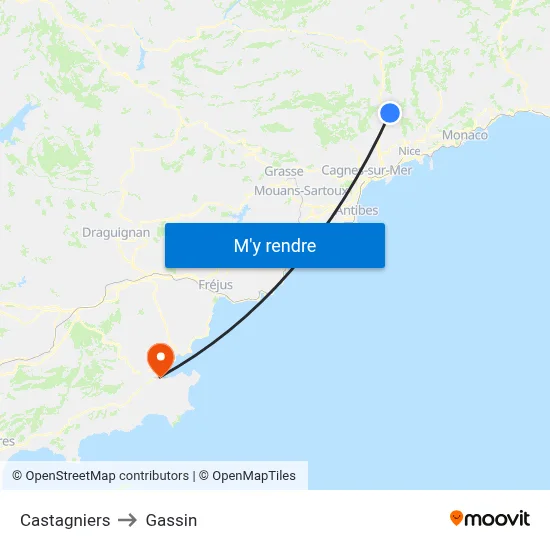 Castagniers to Gassin map