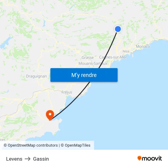 Levens to Gassin map