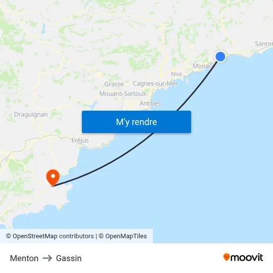 Menton to Gassin map