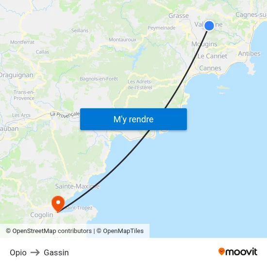 Opio to Gassin map