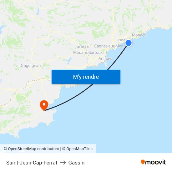 Saint-Jean-Cap-Ferrat to Gassin map