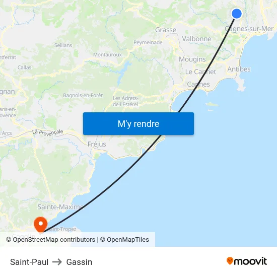 Saint-Paul to Gassin map