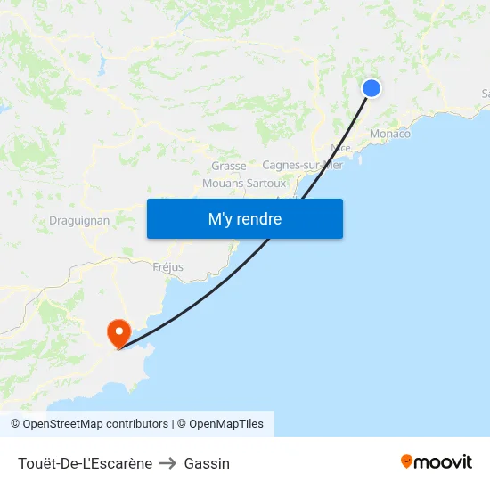Touët-De-L'Escarène to Gassin map