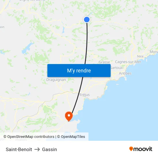 Saint-Benoît to Gassin map