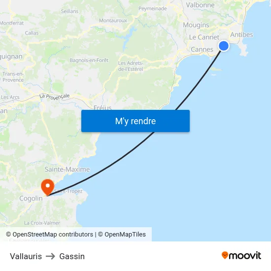 Vallauris to Gassin map