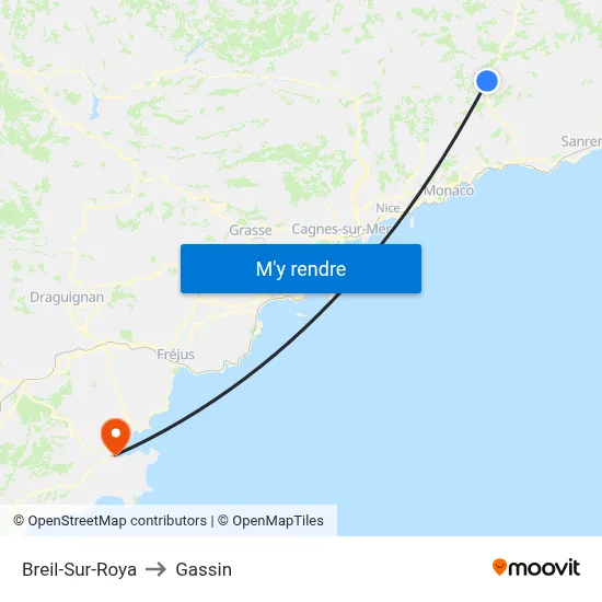 Breil-Sur-Roya to Gassin map
