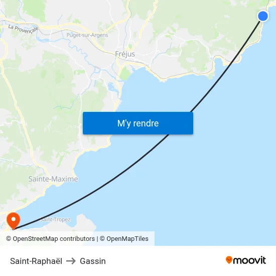 Saint-Raphaël to Gassin map