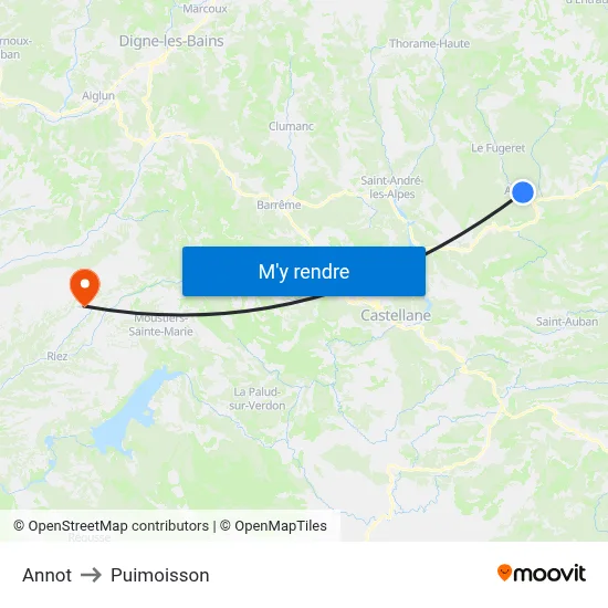 Annot to Puimoisson map