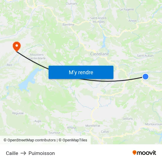 Caille to Puimoisson map