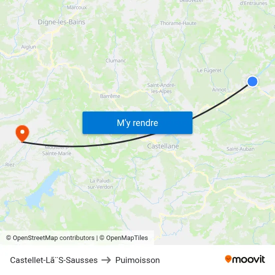 Castellet-Lã¨S-Sausses to Puimoisson map