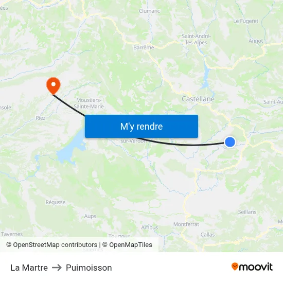 La Martre to Puimoisson map