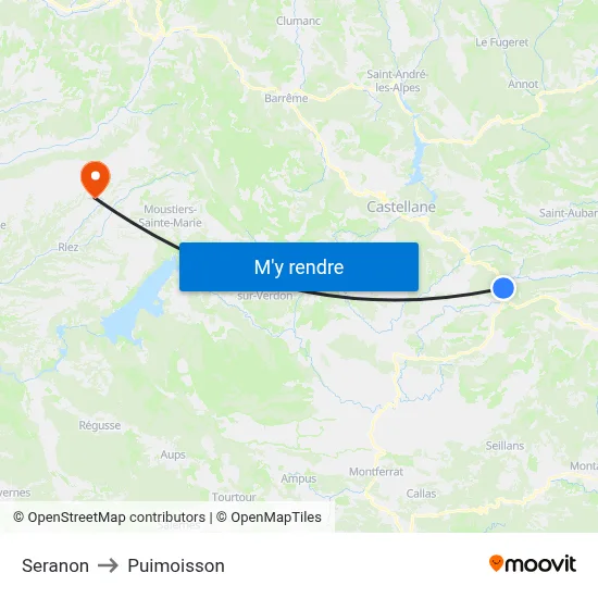 Seranon to Puimoisson map