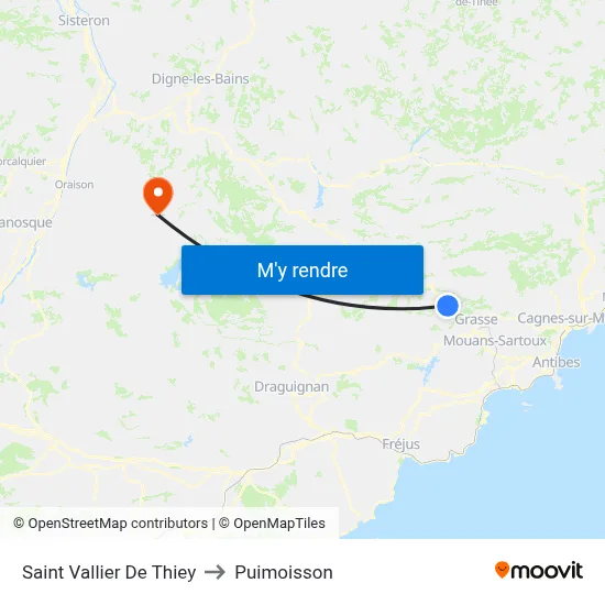Saint Vallier De Thiey to Puimoisson map