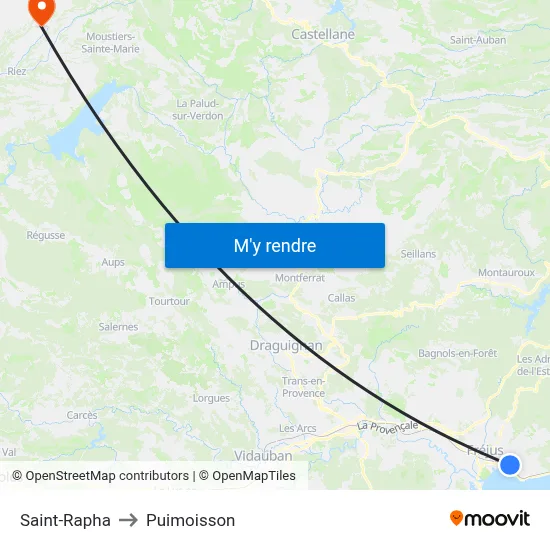 Saint-Rapha to Puimoisson map