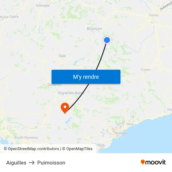 Aiguilles to Puimoisson map