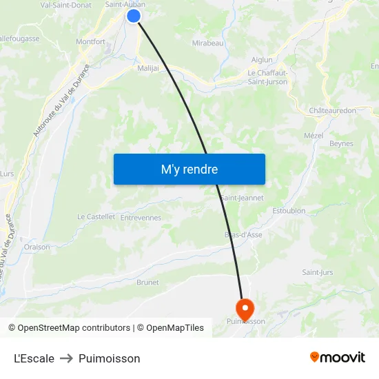 L'Escale to Puimoisson map