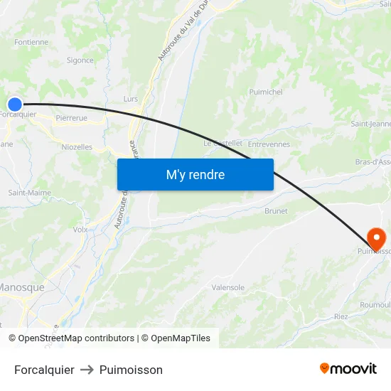 Forcalquier to Puimoisson map