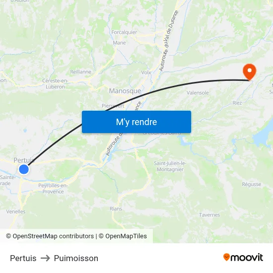 Pertuis to Puimoisson map