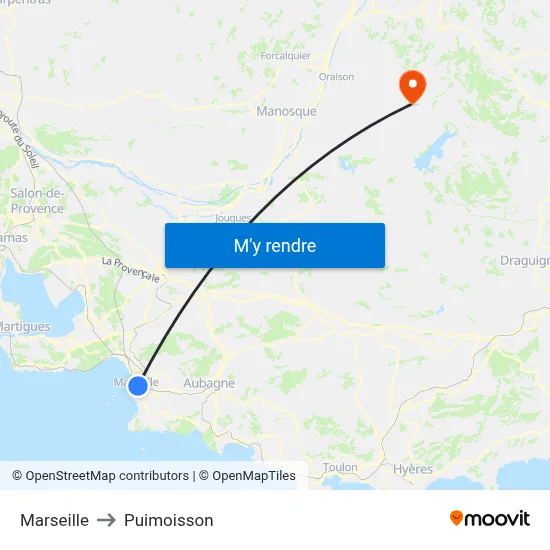 Marseille to Puimoisson map