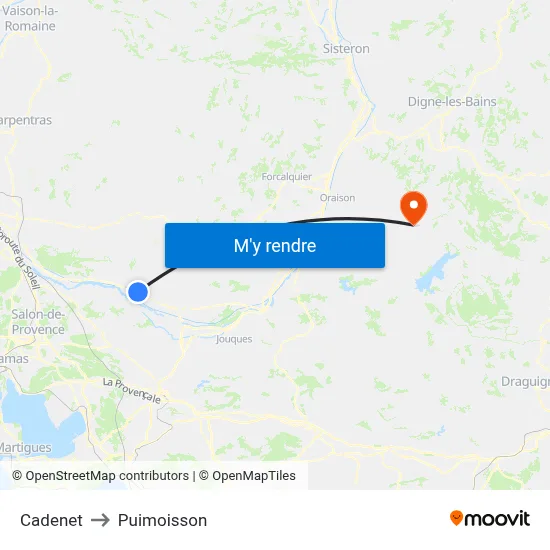 Cadenet to Puimoisson map