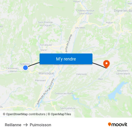 Reillanne to Puimoisson map