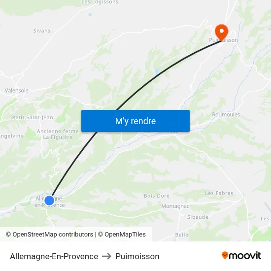 Allemagne-En-Provence to Puimoisson map