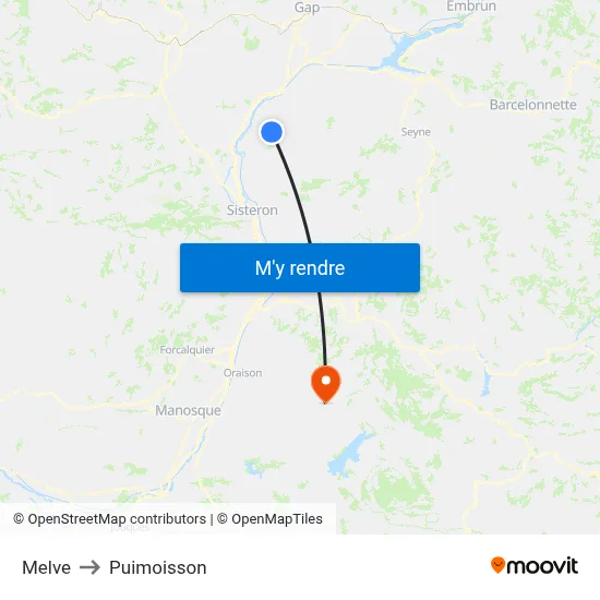 Melve to Puimoisson map