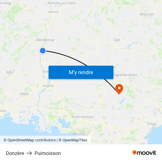 Donzère to Puimoisson map