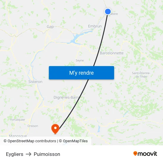 Eygliers to Puimoisson map