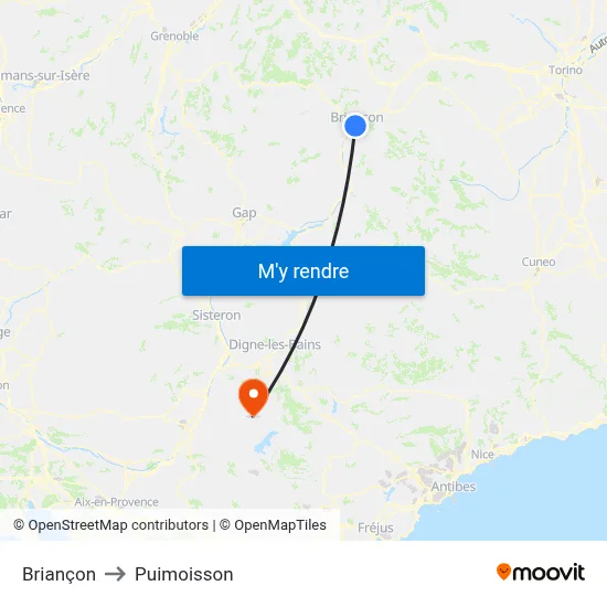 Briançon to Puimoisson map