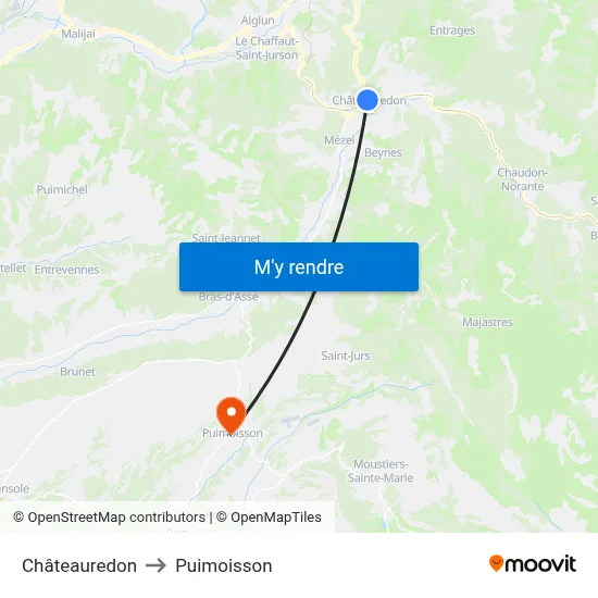 Châteauredon to Puimoisson map