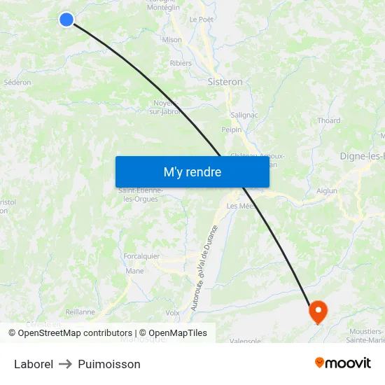 Laborel to Puimoisson map
