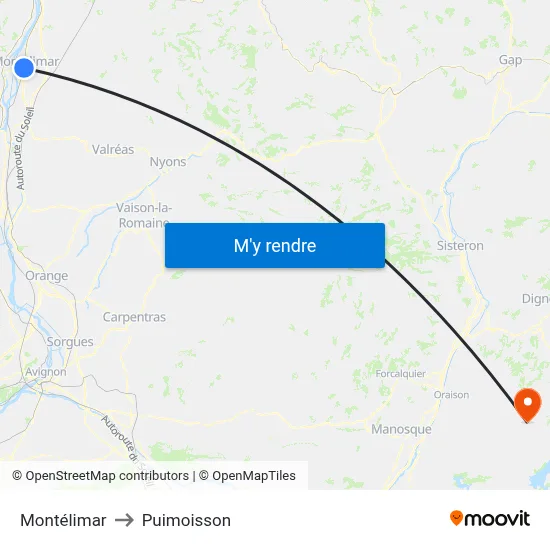 Montélimar to Puimoisson map